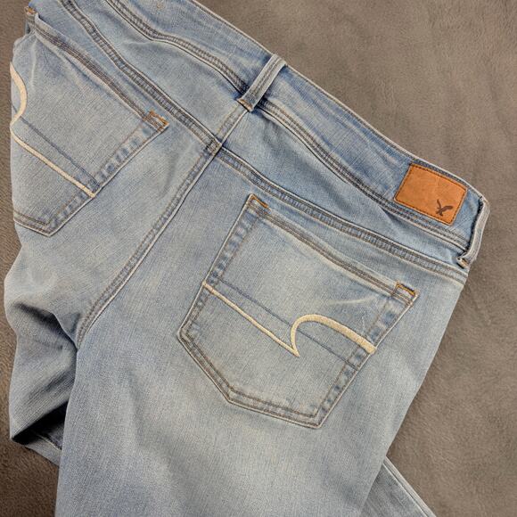 American Eagle Kick Boot Jeans Women's Size 14 Reg. Blue Mid-Rise Stretch Preppy - Picture 3 of 10